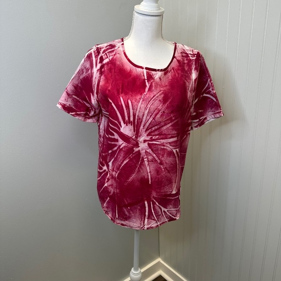 dotti Fuchsia/Magenta Tie-dye Hibiscus Flower top size 12 - Picture 1 of 7